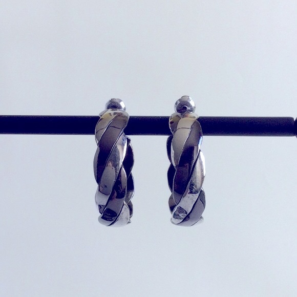 Twisted 2 Tone Hoop Earrings - Picture 1 of 5